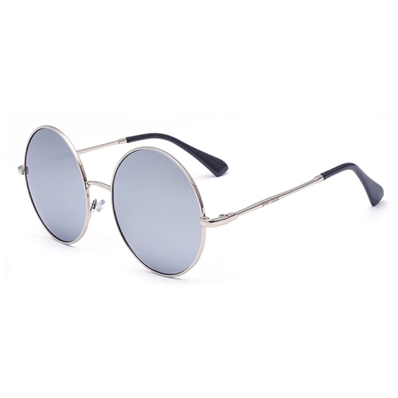 Round Mirrored Oversized Metal Frame Sunglasses - Picture 3 of 4